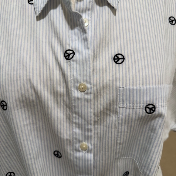 Madewell Peace Sign SS Tie Front Shirt - Picture 3 of 5